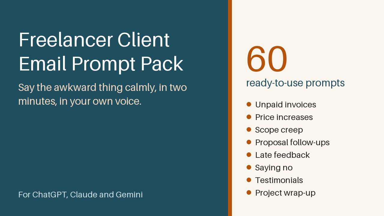 Freelancer Client Email Prompt Pack (60 AI prompts)