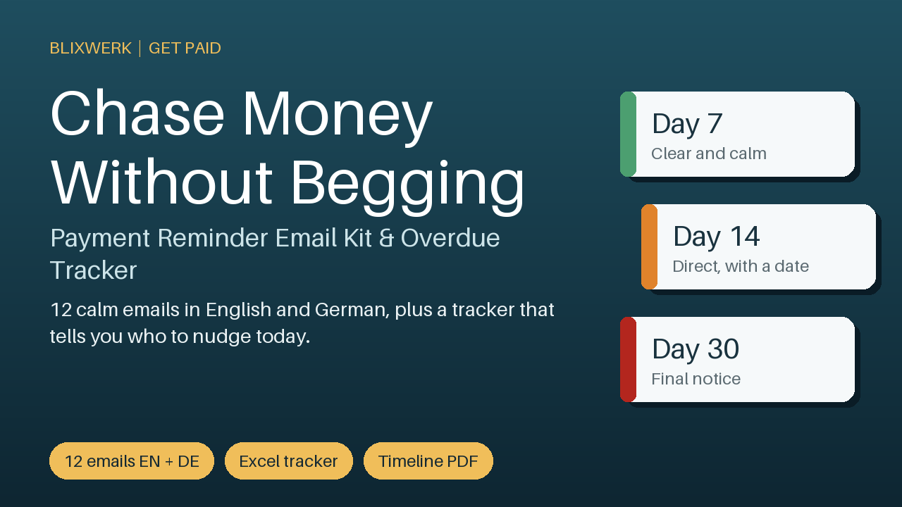 Chase Money Without Begging – Payment Reminder Email Kit & Overdue Tracker