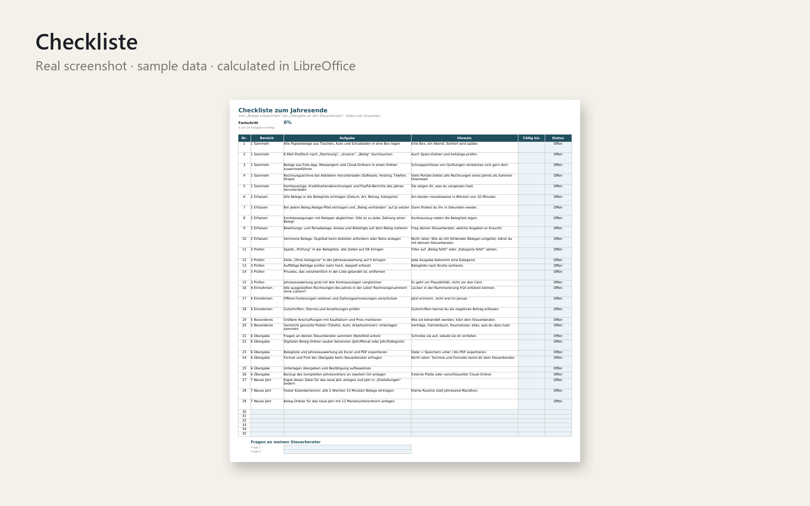 Checkliste